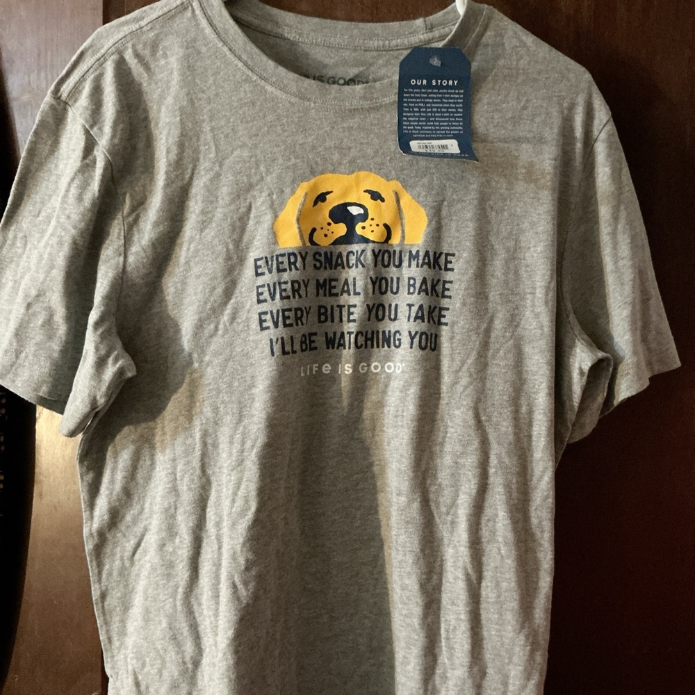 Life Is Good Gray Tee with Yellow Dog Design